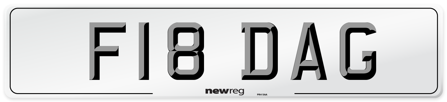 F18 DAG Number Plate from New Reg
